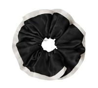 LILYSILK Womens Pure Silk Hair Scrunchies Ladies Contrast Edge Ponytail Holder Elastic Hair Band Tie Bobbles for Hair Loss Breakage Dry Frizz Prevention(Black)