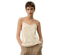 LilySilk Womens Pure Silk Minimal Cami Top Ladies Sleeveless Vest Blouse with Square Cowl Neck and Spaghetti Straps for Multiple Occasions(Gravel Gold,S)