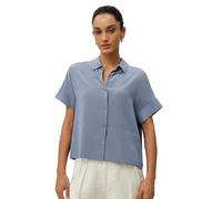 LilySilk Womens Pure Silk Shirt Ladies 18MM Short Sleeve Classic Blouses with Relaxed Boxy Fit for Spring Summer Dusty Blue XL