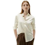LilySilk Womens Pure Silk Shirt Ladies 22MM Undyed Natural Silk Blouses Girls Classic Basic Style Long Sleeve Shirt for Work Casual Daily Wear(Lily White,M)