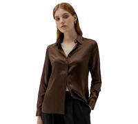 LilySilk Womens Pure Silk Shirt Ladies Button Down Classic Blouse Tops with Point Collar and Hidden Placket for Casual Business Multiple Occasions Chocolate L