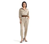 LilySilk Womens Sand-Wash 22MM Mulberry Silk Jumpsuit Ladies Safari Military Long Sleeve Pocket Playsuit Girls Warm Autumn Dress for Work Traveling Hiking(Light Apricot,M)