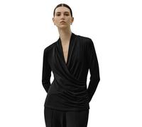 LilySilk Womens Silk Breeze Jersey Ladies Soft and Stretch Long Sleeves Blouse with V Neck and Wrap Style for Everyday Wear(Black,M)