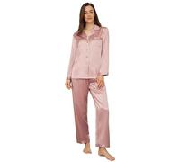 LilySilk Women's Silk Pyjama Set 22 Momme Long Sleeves Pajamas Sleepwear 100% Pure Mulberry Silk Charmeuse Rosy Pink Size 8/XS