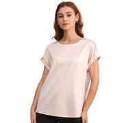 LilySilk Womens Silk Shirt Ladies 19MM Short Sleeves Round Neck Blouse Girls Elegant Basic Top for Spring Summer(Pale Pink,XL)