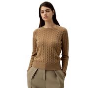 LilySilk Wool Cashmere Sweater for Women Basic Classic Ladies' Pullover Preppy Style Ribbed Cable Knit Fall Winter Top(Camel,M)