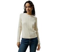LilySilk Wool Cashmere Sweater for Women Basic Classic Ladies' Pullover Preppy Style Ribbed Cable Knit Fall Winter Top(White,XL)