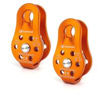 LILYXIN 26KN Fixed Plate Micro Pulley, Small Aluminum Rope Pulleys, Climb Bearing Hitch Pulley for Climbing, Rappelling, Aloft Work Etc (26KN, Orange, 2)