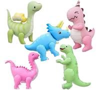 LilyZheng 5-Pack Self-Standing 3D Dinosaur Balloons Pastel Foil Balloons Inflatable Dino Party Decorations for Kids Birthday Jurassic Theme Dinosaur Supplies