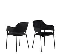 Lima Dining Chair with Armrest in Black, none