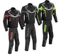 LIMA MOTO Men’s 4-Season Motorcycle Suit - Cordura Textile Jacket & Trousers Set, Waterproof & Windproof, CE Armored, Air Vents, Removable Thermal Liners, Motorbike Riding Jacket & Pants (BLACK, L)