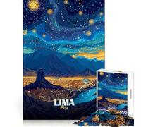 Lima, Peru Cityscape at Night 1000 Piece Jigsaw Puzzles for Adults Mind Workout Pastime Game Home Fun Santa Present (50x75cm)