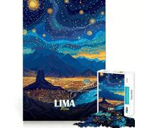 Lima, Peru Cityscape at Night Jigsaw Puzzles for Adults1000 Piece Think Sharper Vivid Color Home Play Birthday Idea (38x26cm)