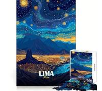 Lima, Peru Cityscape at Night Jigsaw Puzzles for Adults1000 Piece Think Sharper Vivid Color Home Play Birthday Idea (38x26cm)