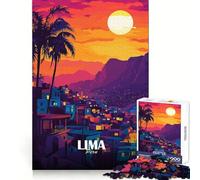 Lima, Peru Cityscape at Sunset Hard Jigsaw Puzzle for Adults 1000 Pieces Recall Skill Relaxed Leisure Crisp Edges size 38x26cm