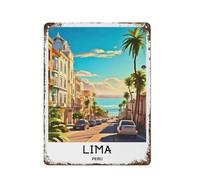 Lima Peru Metal Sign Travel Poster Art Print Decoration Retro Metal Painting Garage Style12x16inch(30x40cm)