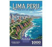 Lima Peru Pacific Coastline 1000 Piece Jigsaw Puzzle, Romantic City Break Scene, 1000 Pieces for Adults, Travel Gift for Home Décor Fans, Decorative Artwork, 38x26cm/1000pcs
