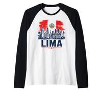 Lima Peru Skyline Vintage Style Urban Exploration Art Raglan Baseball Tee