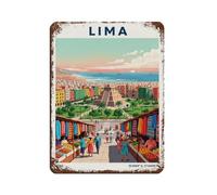 Lima Peru Travel Tin Sign Vintage Metal Pub Club Cafe Bar Home Wall Art Decoration Poster Retro 12x16inch(30x40cm)