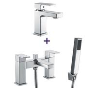 Lima Square Basin Mono And Bath Shower Mixer Taps Chrome