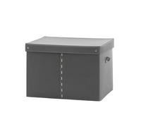 LIMAC Design GABRY Leather Storage Box with Lid, Basket for Cabin Wardrobe, Leather Wardrobe Storage Organiser, Modern Clothes Storage Box, Made in Italy. (Grey, Mod. 3 - cm. 55x37x35 H)
