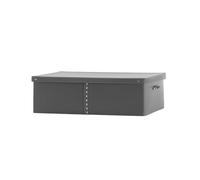 LIMAC Design GABRY Leather Storage Box with Lid, Basket for Cabin Wardrobe, Leather Wardrobe Storage Organiser, Modern Clothes Storage Box, Made in Italy. (Grey, Mod. 2 - cm. 44x59x19 H)