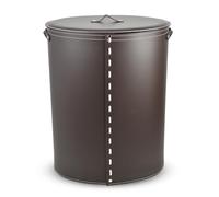 LIMAC Design RICKY Leather Laundry Basket with Leather Lid, Modern Laundry Basket with Removable Laundry Bag, Oval Laundry Hamper for Bedroom, Bathroom, Laundry Room, Made in Italy. (Dark Brown)