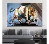 LIMAIDUO Abstract Angry Bull Fight Animals Watercolor Poster Entrepreneur Motivation Wall Art Pictures Canvas Painting Decor 40x60cm Frameless