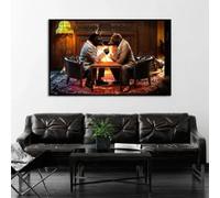 LIMAIDUO Abstract Bull Vs Bear in Suit Arm Wrestle Fight Stock Art Poster Canvas Painting Wall Prints Picture for Room Home Decor(80x140cm/Frameless)