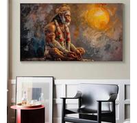 LIMAIDUO Abstract Religion Hanuman Hindu Monkey God Meditation Yoga Poster Canvas Painting Wall Art Pictures Decor 90x180cm Frameless