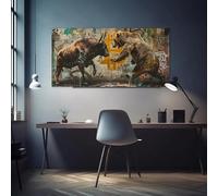 LIMAIDUO Abstract Street Style Bull and Bear Crypto Office Art Poster Canvas Painting Wall Prints Picture Living Room Home Decor(30x60cm/Frameless)