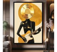 LIMAIDUO Abstract Surreal Gold Vinyl Record Music Woman Head Portrait Posters Prints Retro Style Art Decor 30x45cm Frameless