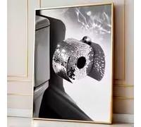 LIMAIDUO Black White Abstract Disco Ball Toilet Paper Poster and Prints Animal Canvas Painting Wall Art Picture for LivingRoom Home Decor(40x60cm/Frameless)