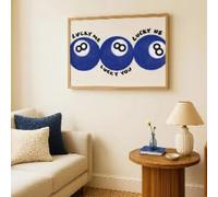 LIMAIDUO Blue No.8 Ball Lucky Me Lucky You Canvas Print Fun Billiards Cool Wall Art Poster for Modern Living Room Bedroom Bar Decor(60x80cm/Internal Frame)
