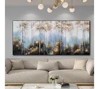 LIMAIDUO Canvas Posters and Prints Modern Birch Trees Painting Textured Abstract Landscape Forest Painting Home Decor 50x100cm Frameless