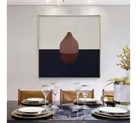 LIMAIDUO Classical Oil Paintings Chinese Style Retro Home Decoration Paint Ceramic Art Canvas Painting Restaurant Decor(30x30cm/Frameless)