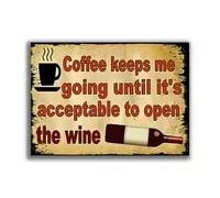 LIMAIDUO Coffee keeps me going until the wine can be opened Vintage Bar Decor, Cafe Kitchen Wall Decor(40x60cm/Frameless)