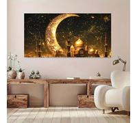 LIMAIDUO Elegant Ramadan Kareem Lantern Canvas Poster, Modern Architecture & Moon Night Sky Art,Posters 60x120cm Frameless
