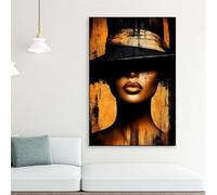LIMAIDUO Face Female Portrait Poster Modern Black Gold African Woman Portrait Prints Canvas Painting Bedroom Decor 30x45cm Frameless