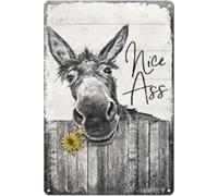LIMAIDUO Funny Vintage Donkey Tin Sign Nice Ass For Donkey Lovers Farmhouse Bathroom Sign Wall Art Posters Decor 40x60cm Frameless