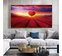 LIMAIDUO Heart Shaped Red Tree Flower Wall Art Canvas Painting Print for Modern Living Room Home Decor(80x140cm/Internal Frame)
