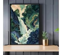 LIMAIDUO Hokusai Ukiyo-e Blue Green Waterfall Asian Landscape Poster Canvas Printing Vintage Wall Art Picture Home Decor 20x30cm Frameless