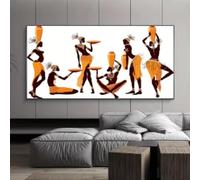 LIMAIDUO Large Modern African Woman Cultural Poster - Bold Orange, black, white, and Beige Traditional Attire Art Canvas 70x140cm Frameless