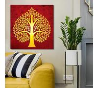 LIMAIDUO Modern Buddhism poster and print wall art canvas painting abstract golden Bodhi tree home decor 40x40cm Frameless