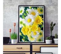 LIMAIDUO Modern Style Home Decor A Yellow and White Daisy Needlework Material Package, Home Decoration Flower Pattern(20x30cm/Internal Frame)