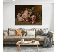 LIMAIDUO Pink Roses Painting Print Canvas Painting Victorian Vintage Flower Artwork Pink Roses Wall Art Poster for Gallery Decor 20x30cm Frameless