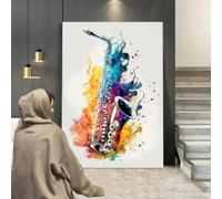 LIMAIDUO Pop Art Colorful Musical Instrument Poster Aesthetics Flute Saxophone Drum Piano Wall Art Canvas Painting Decor 60x90cm frame