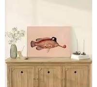 LIMAIDUO Retro-style Canvas Posters, Comical Grouper with Pipe Prints, Ink Murals for Modern Living Room and Home Decor(50x70cm/Internal Frame)