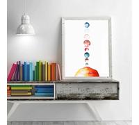 LIMAIDUO Solar System Poster Planet Print Watercolor Sun Kids Room Wall Art Canvas Painting Wall Picture Home Decor 80x120cm frame