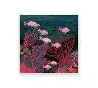 LIMAIDUO Under The Sea Coral Reef Art Print Ocean Pastel Pink Fish Poster Seaweed Watercolor Canvas Painting Coastal Wall Decor(70x70cm/Frameless)